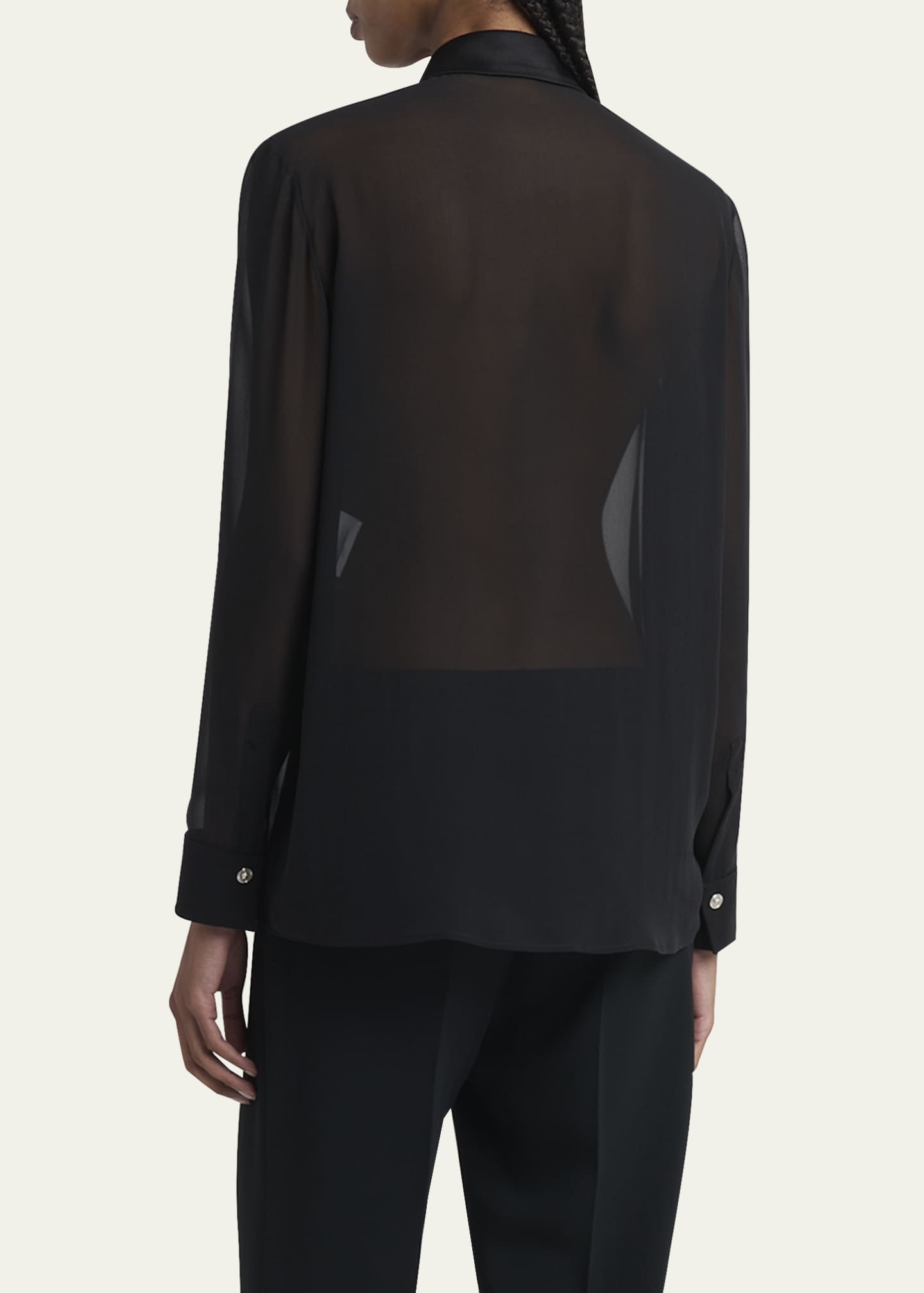 Versace Mesh Metal Silk Georgette Button Down Blouse Image 3 of 5