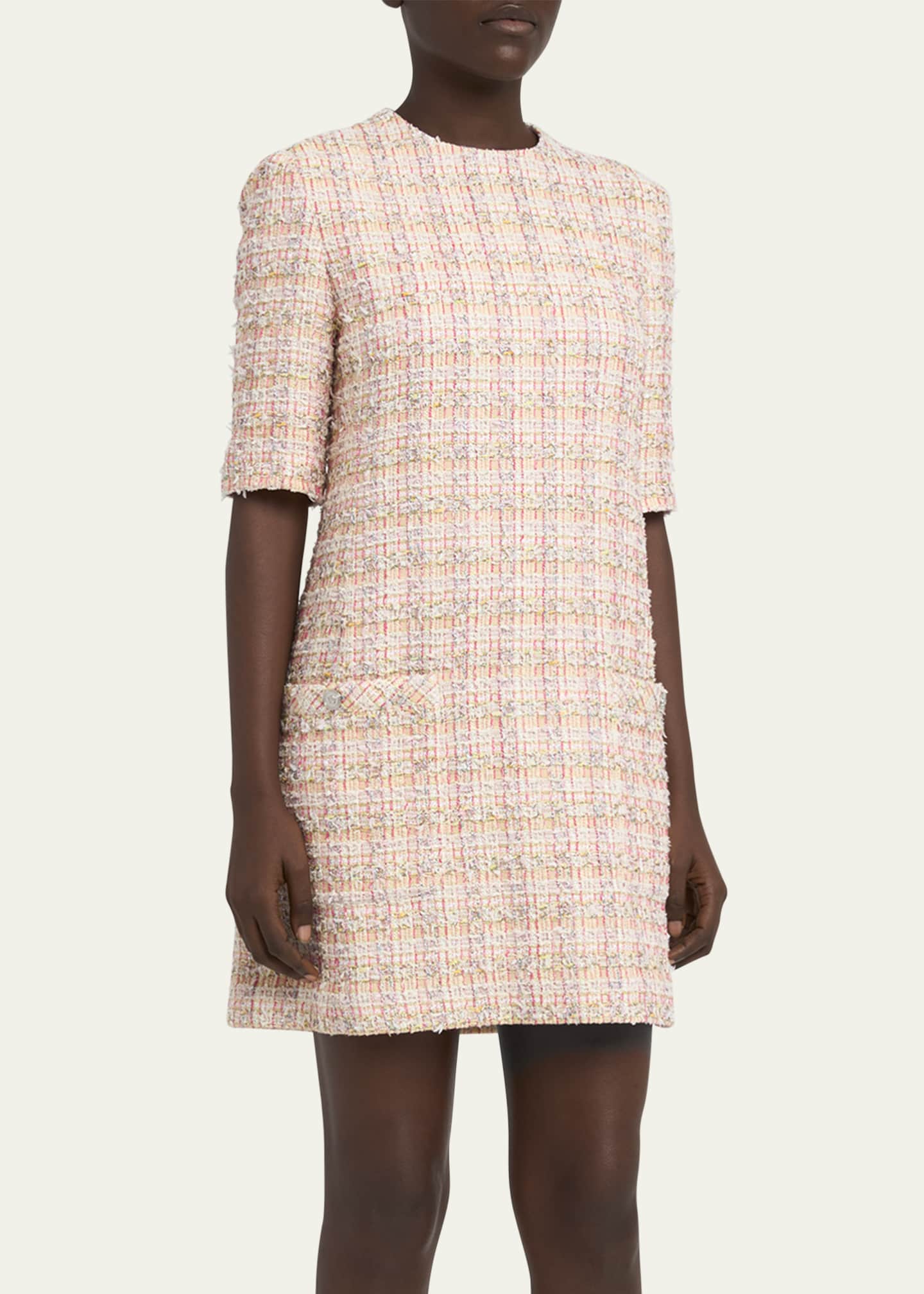 ワンピース Canal Tweed Mini Dress Versace Tweed Mini Dress - Bergdorf Goodman