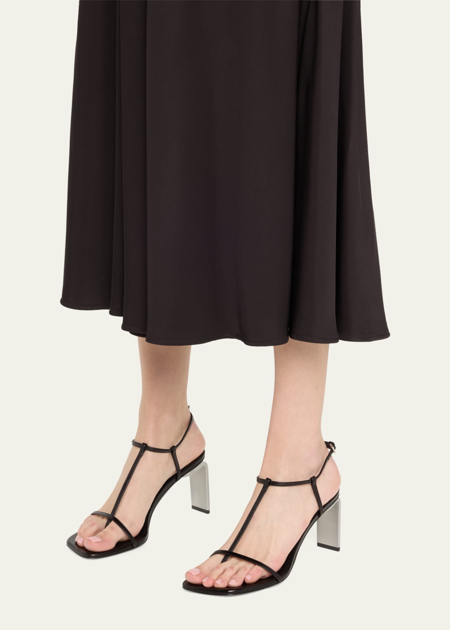 Jil Sander Square-Toe T-Strap Heel Sandals Image 2 of 5