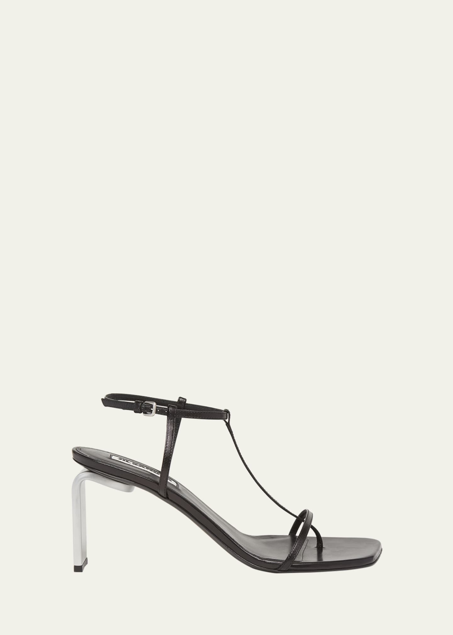 Jil Sander Square-Toe T-Strap Heel Sandals Image 1 of 5