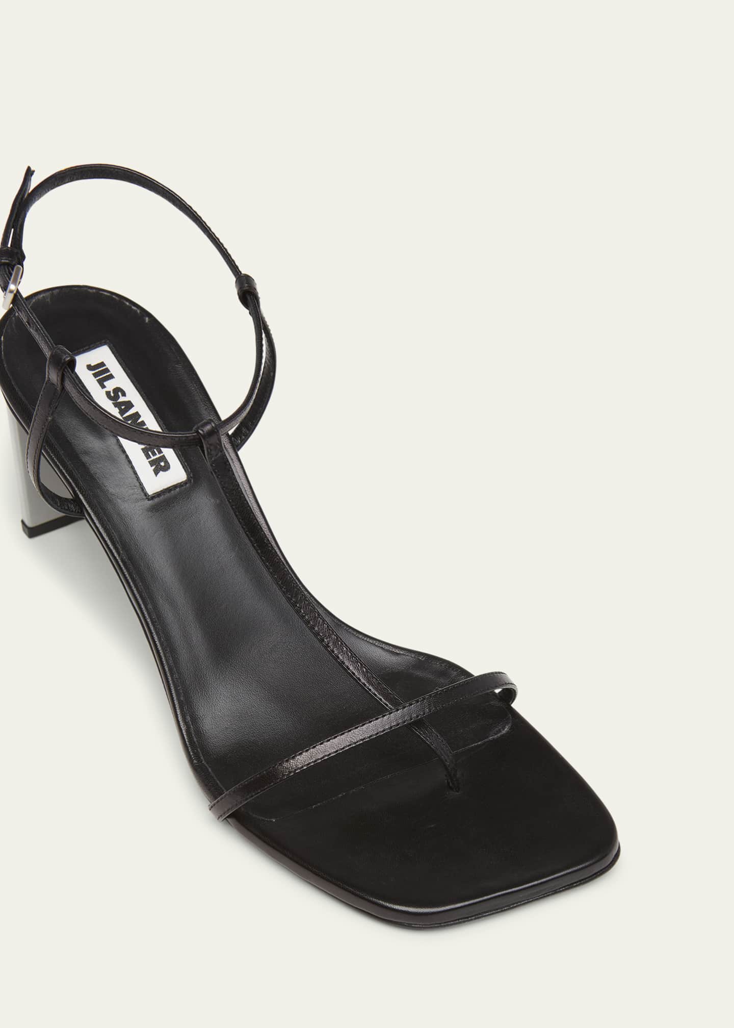 Jil Sander Square-Toe T-Strap Heel Sandals Image 5 of 5