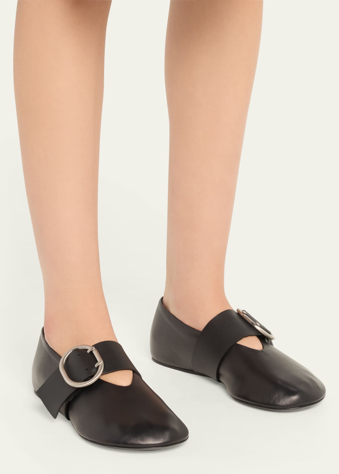 Jil Sander Soft Leather Mary Jane Ballerina Flats Image 2 of 5