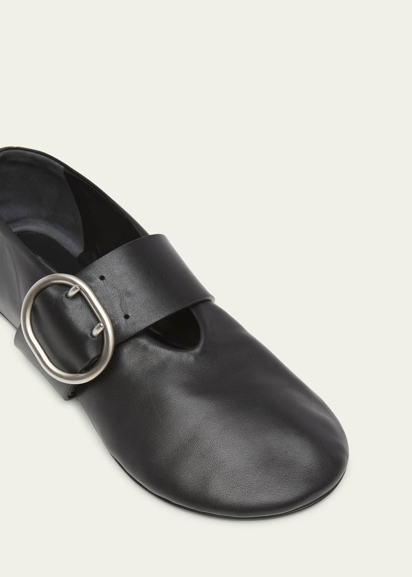Jil Sander Soft Leather Mary Jane Ballerina Flats Image 5 of 5