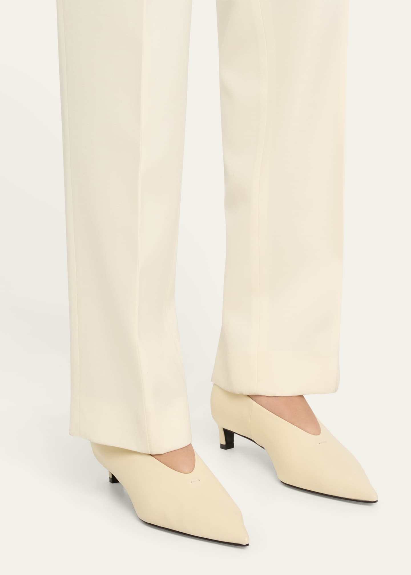 Jil Sander Leather Point-Toe Kitten Pumps Image 2 of 6