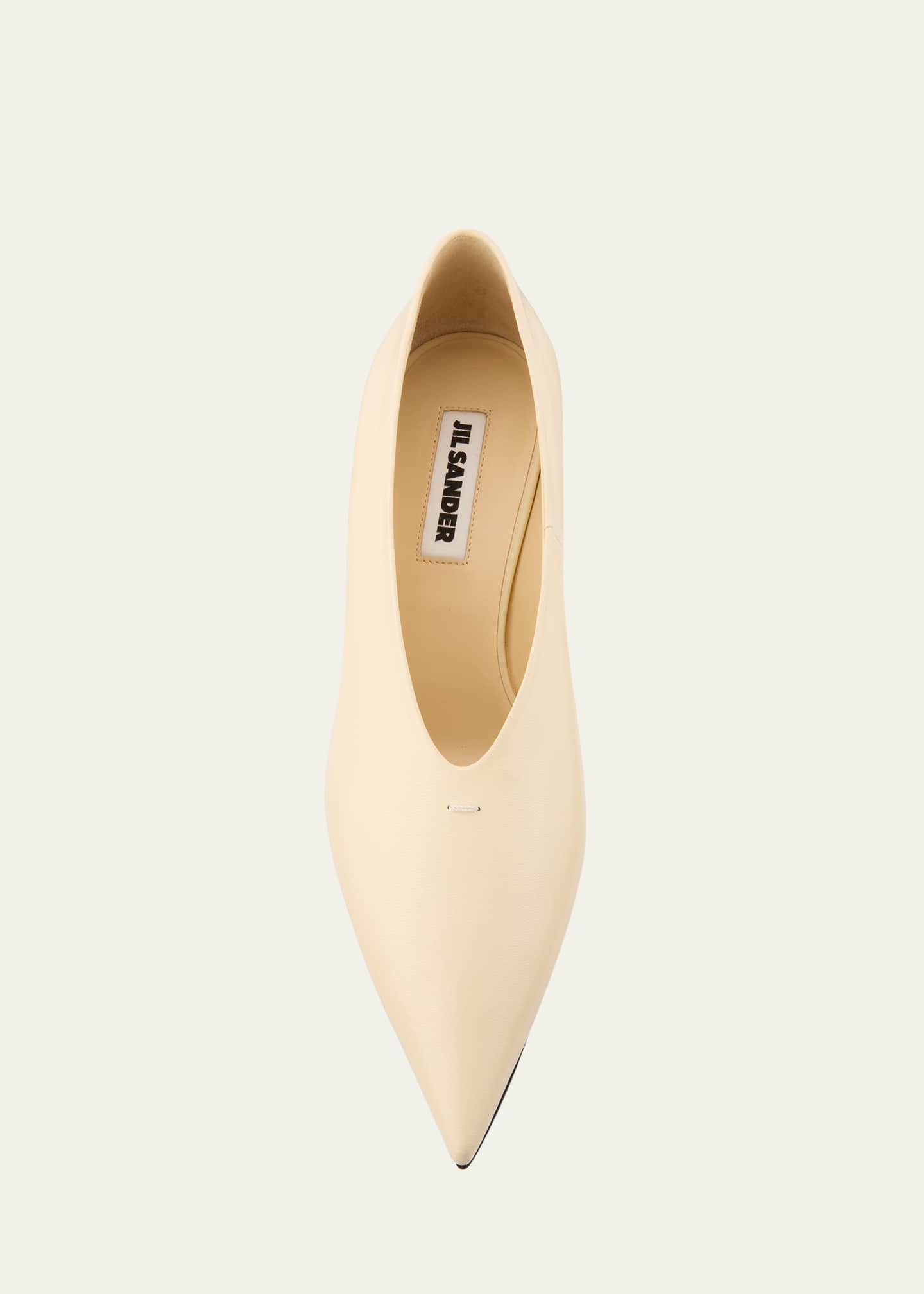 Jil Sander Leather Point-Toe Kitten Pumps Image 6 of 6