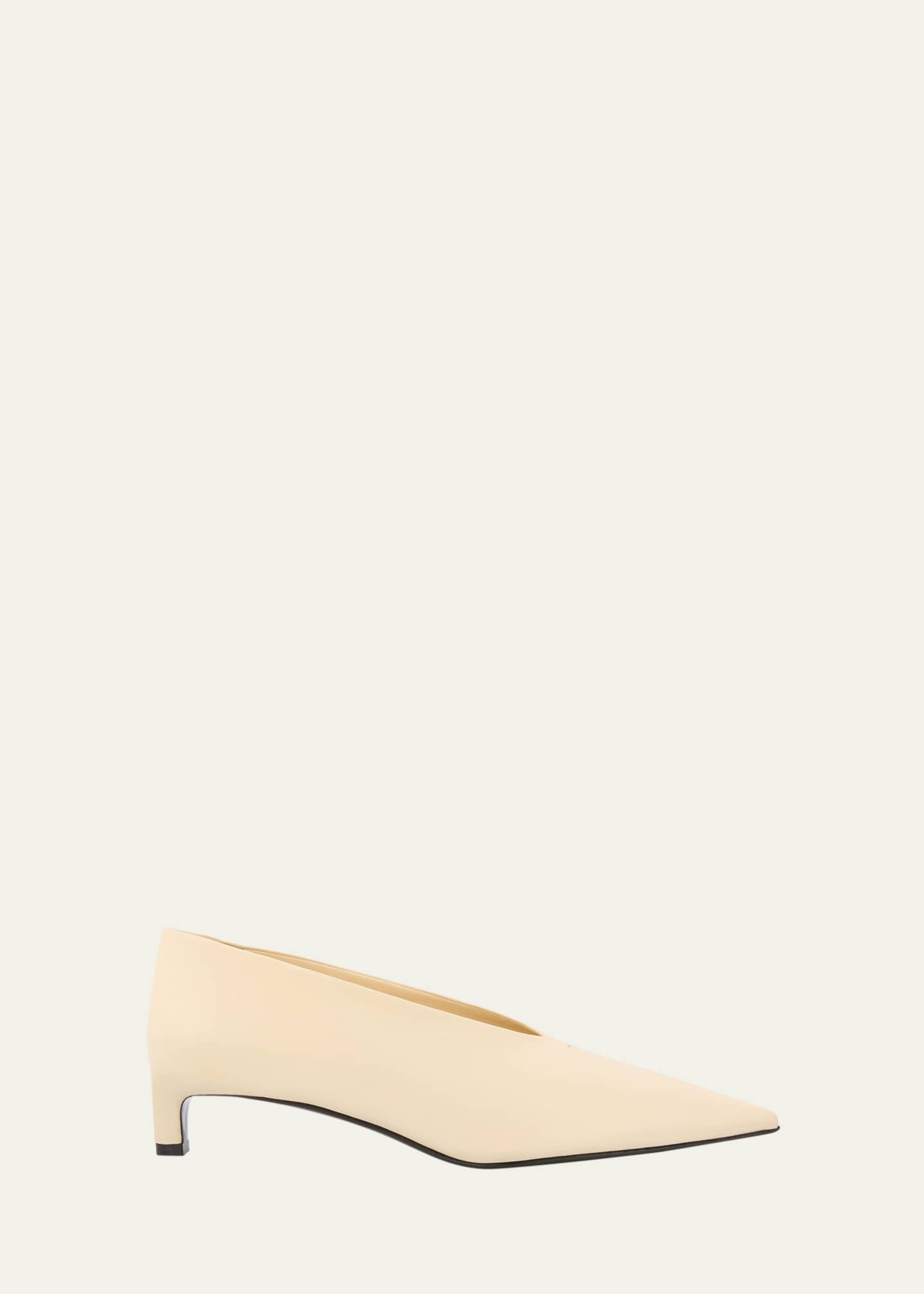 Jil Sander Leather Point-Toe Kitten Pumps Image 1 of 6