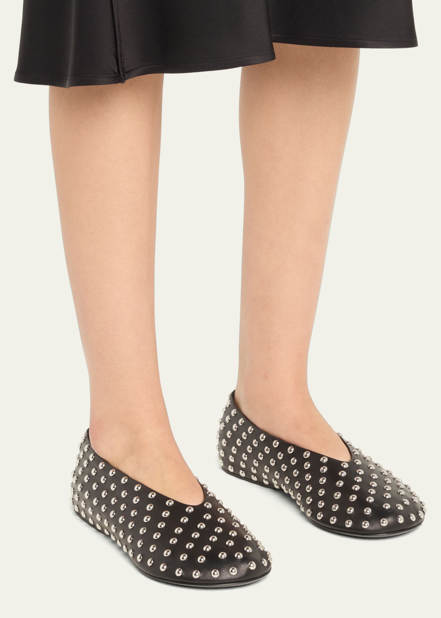 Jil Sander Studded Leather Ballerina Flats Image 2 of 5