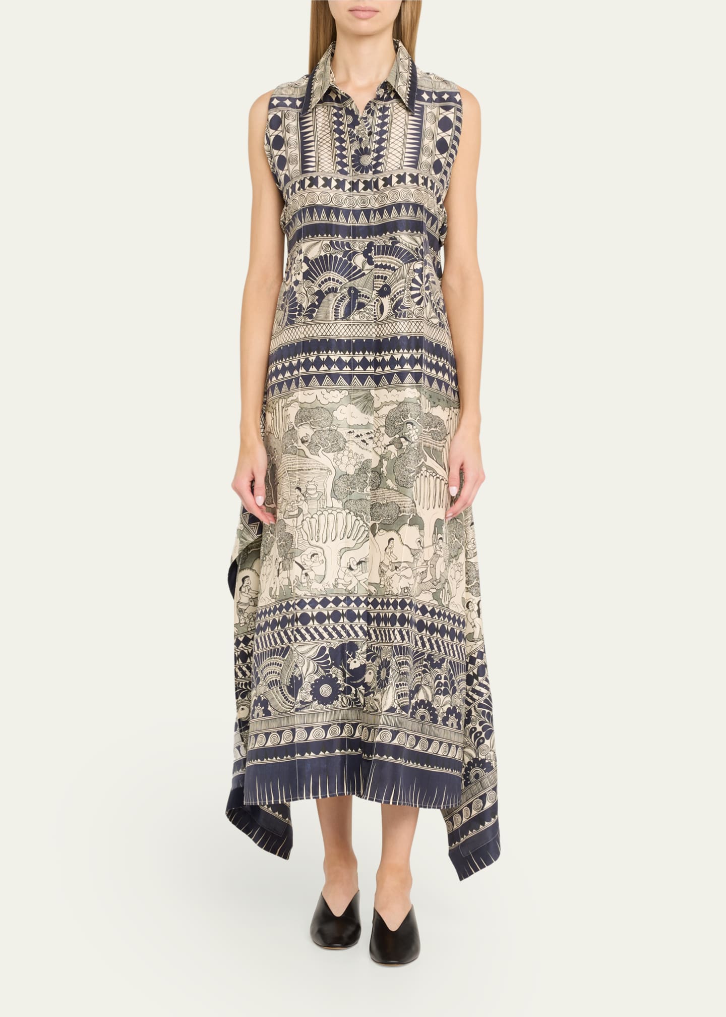 Camille RCC-Print Long-Sleeve Maxi Shirtdress - Thumbnail 2