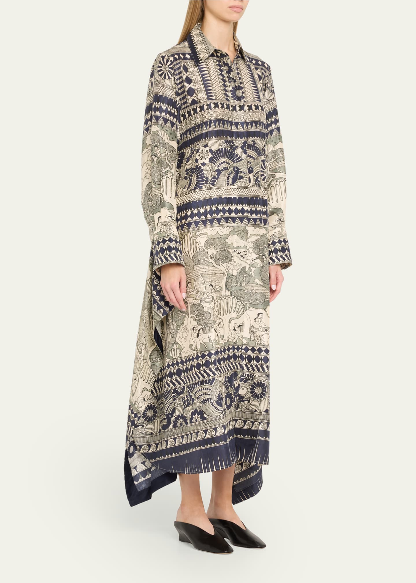 Camille RCC-Print Long-Sleeve Maxi Shirtdress - Thumbnail 4