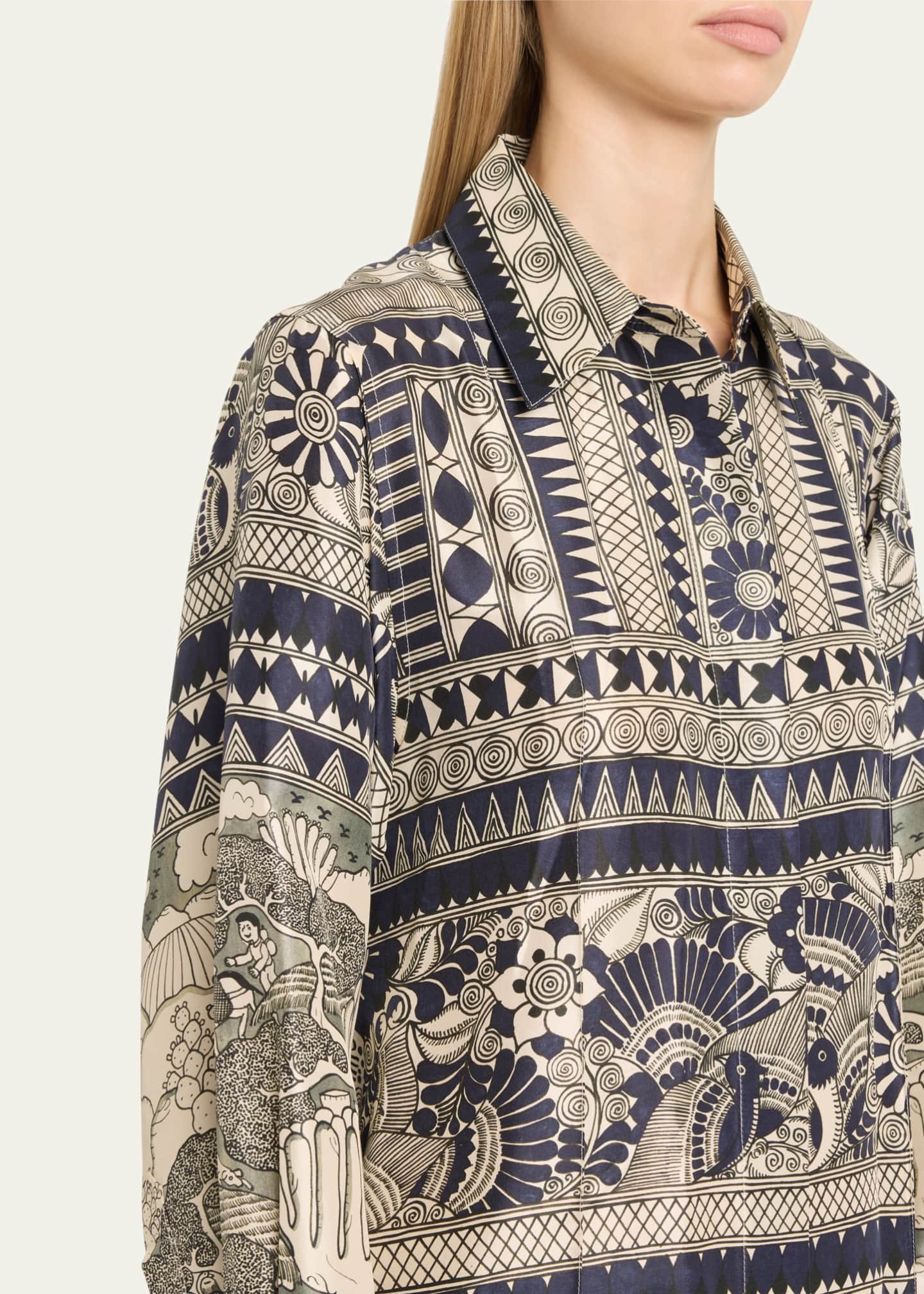Camille RCC-Print Long-Sleeve Maxi Shirtdress - Thumbnail 5