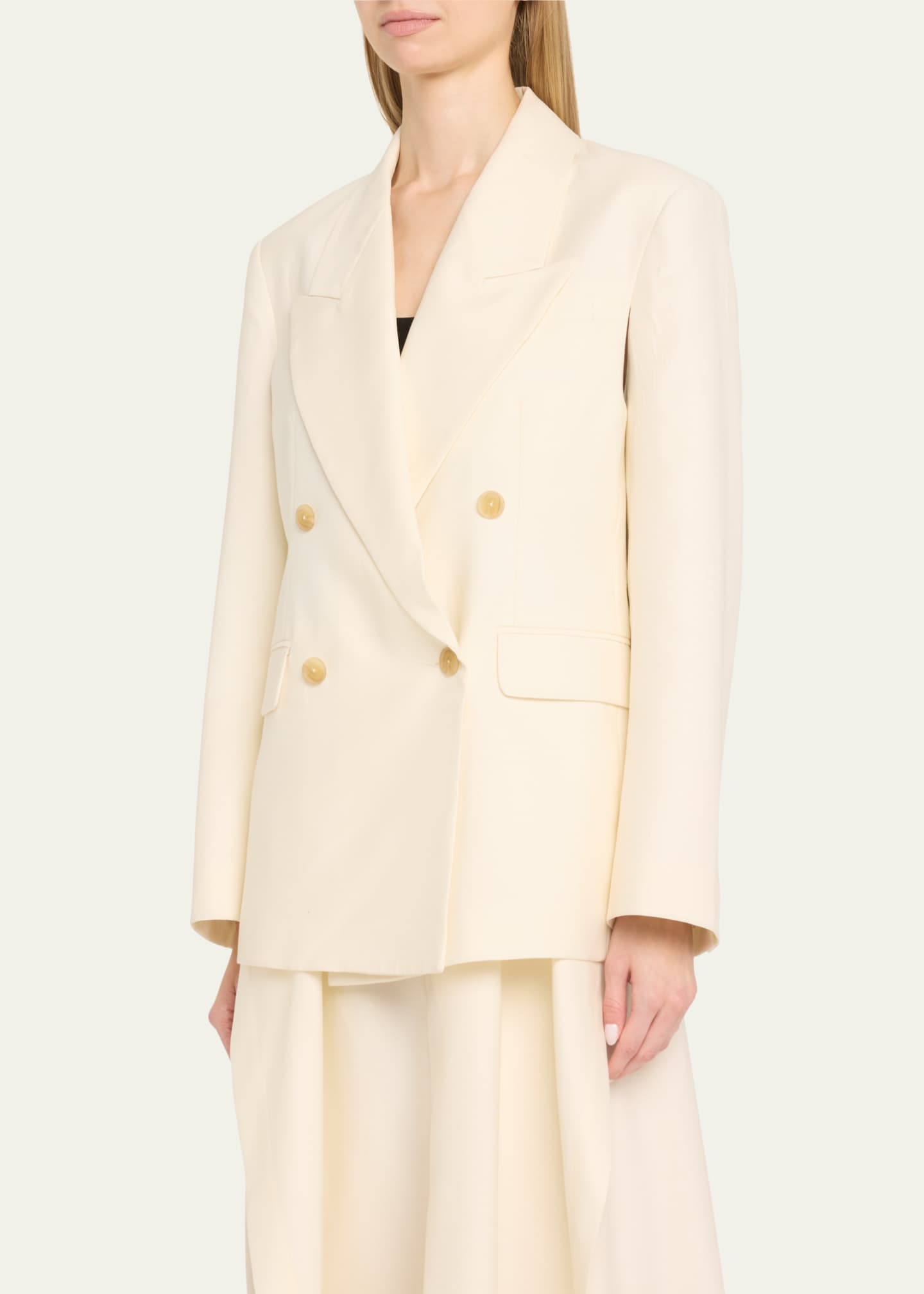 Antonella Double-Breasted Peak Lapel Blazer - Thumbnail 4