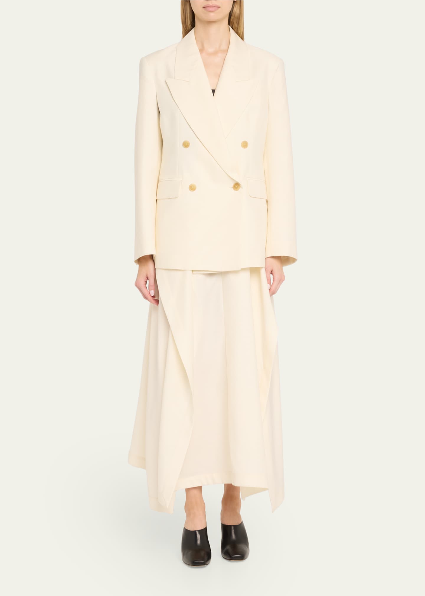 Heirlome Jacinta Draped Silk Wool Midi Skirt