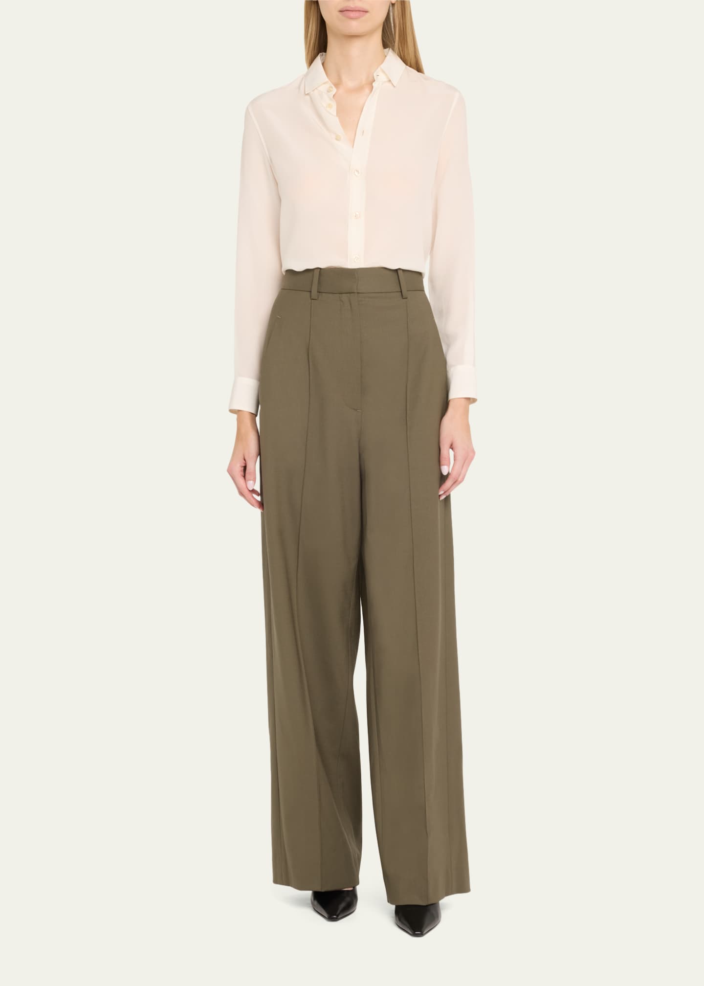 Heirlome Antonella Wide-Leg Wool Twill Trousers Image 2 of 5