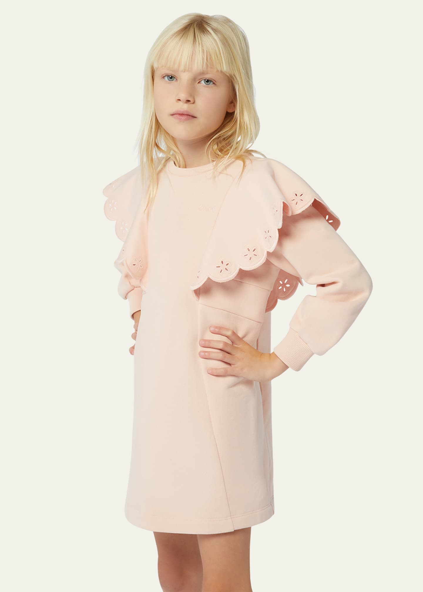 Chloe Girl's Scalloped Embroidered Dress, Size 4-5 Image 3 of 4