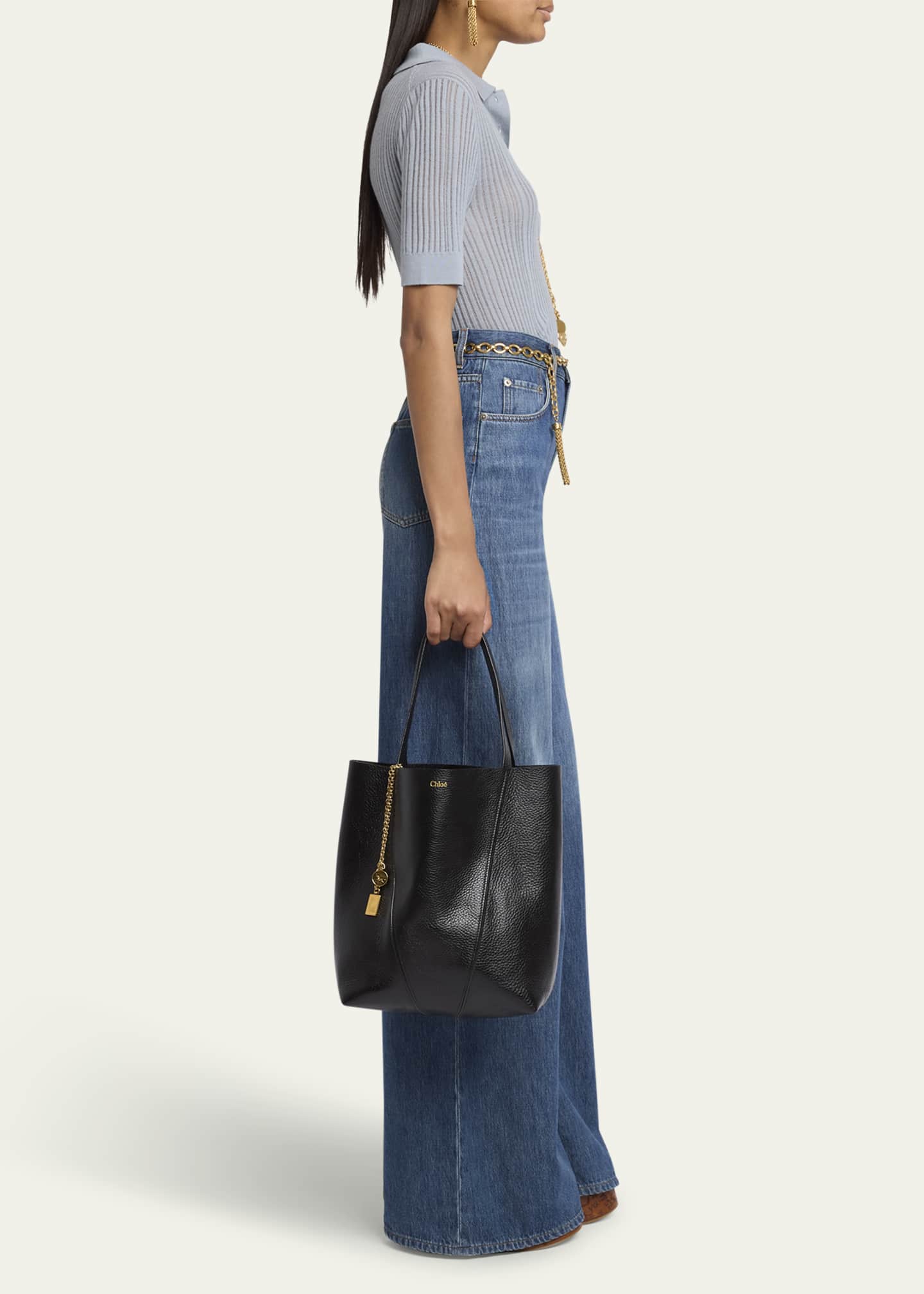 Chloe Spin Medium Tote Bag in Leather Image 5 of 6