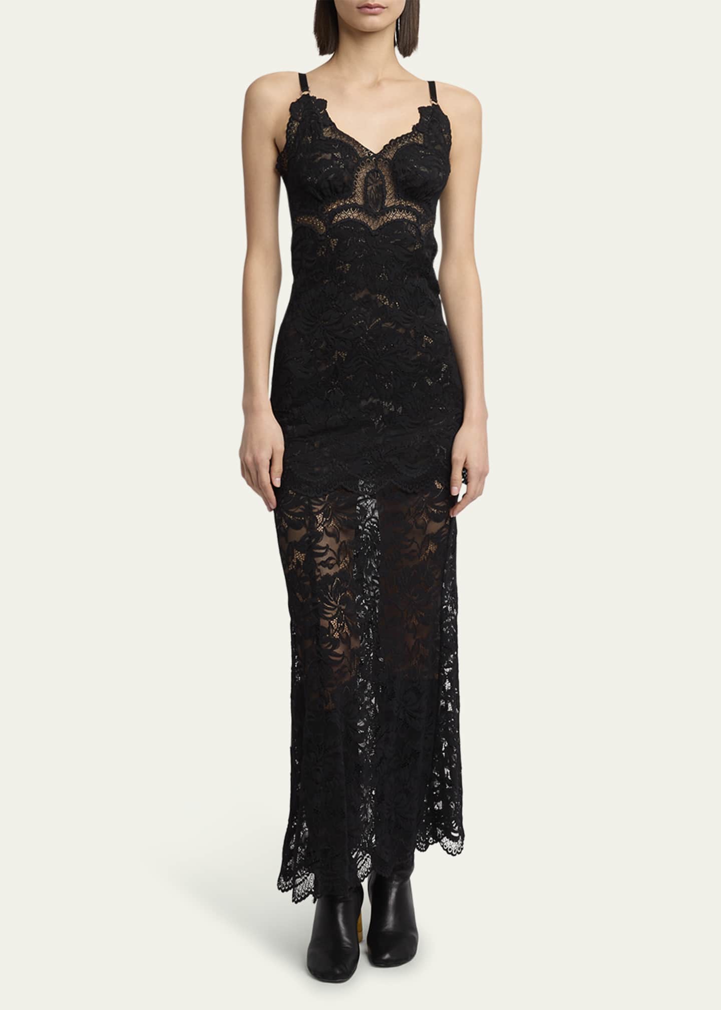 Rabanne Long Lace Slip Dress Image 2 of 5