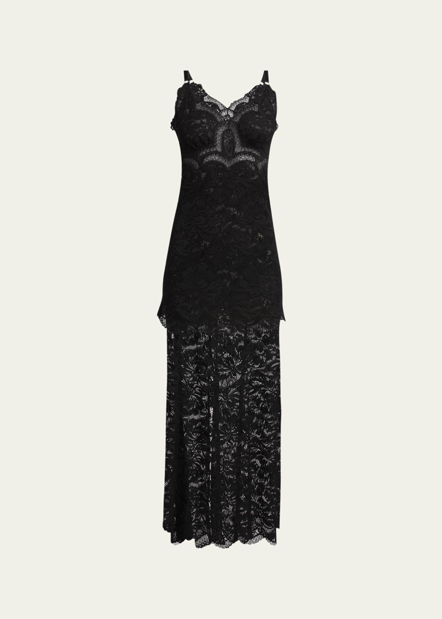 Rabanne Long Lace Slip Dress Image 1 of 5