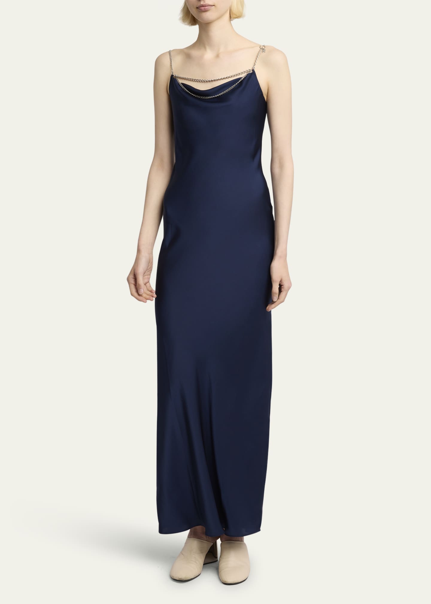 Rabanne Long Cowl Neck Dress with Chain Detail Image 2 of 5