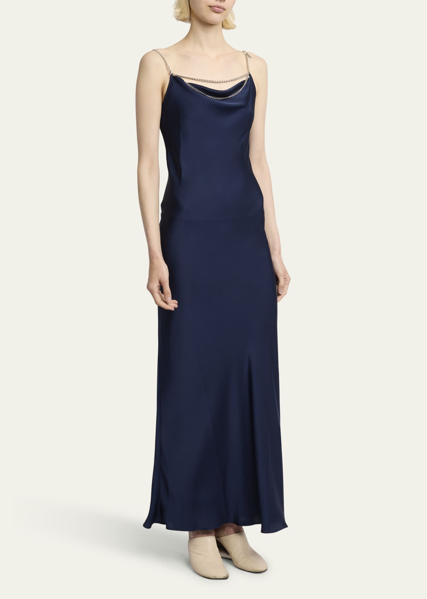 Rabanne Long Cowl Neck Dress with Chain Detail Image 4 of 5