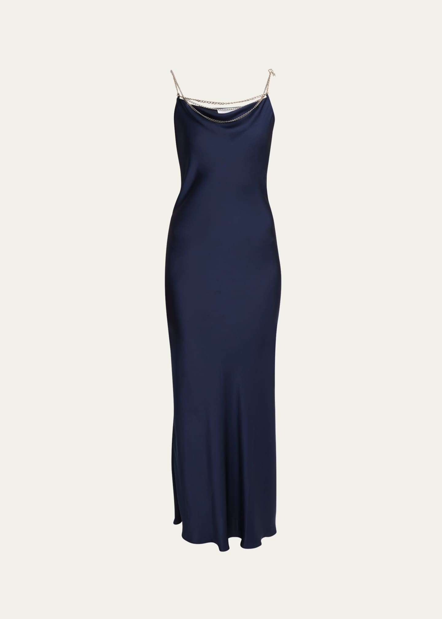 Rabanne Long Cowl Neck Dress with Chain Detail Image 1 of 5