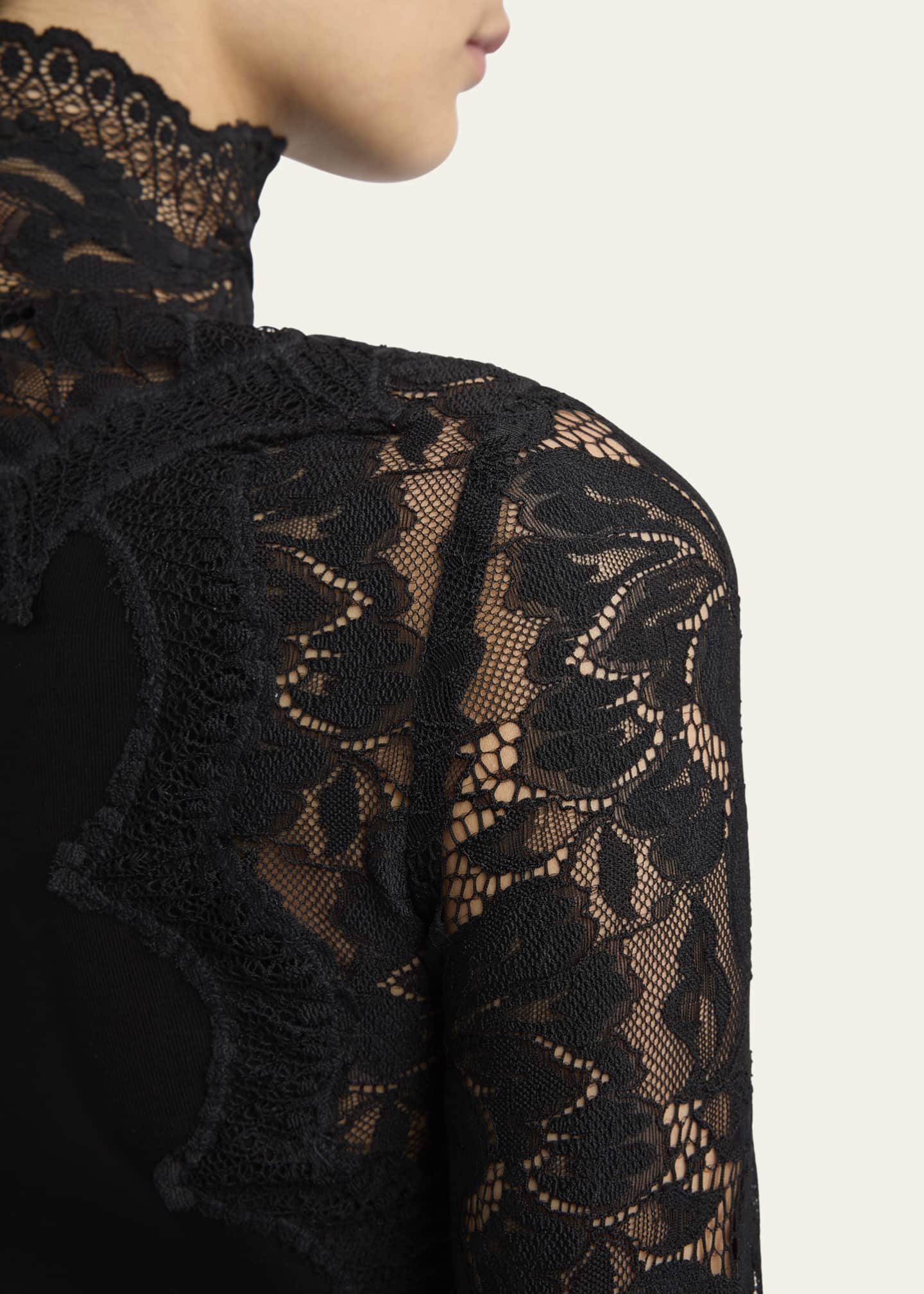 Rabanne High-Neck Lace Blouse - Bergdorf Goodman
