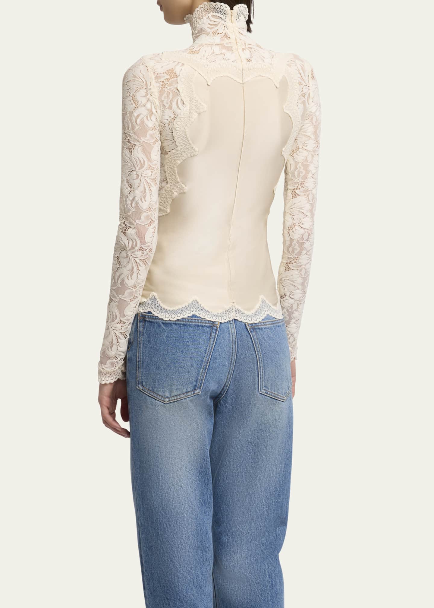Rabanne High-Neck Lace Blouse Image 3 of 5
