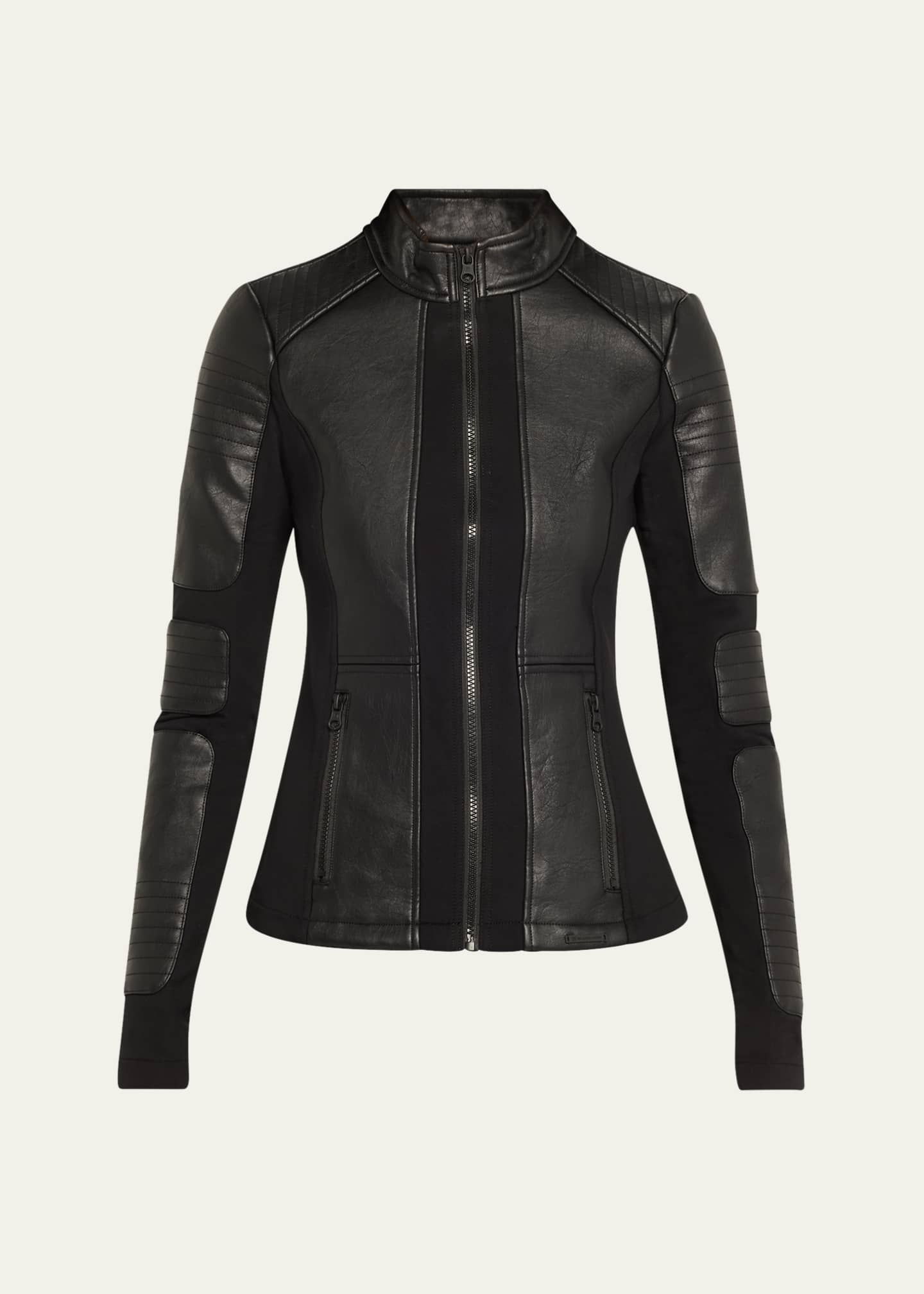 Blanc Noir Zip-Front Faux Leather Moto Jacket Image 1 of 5