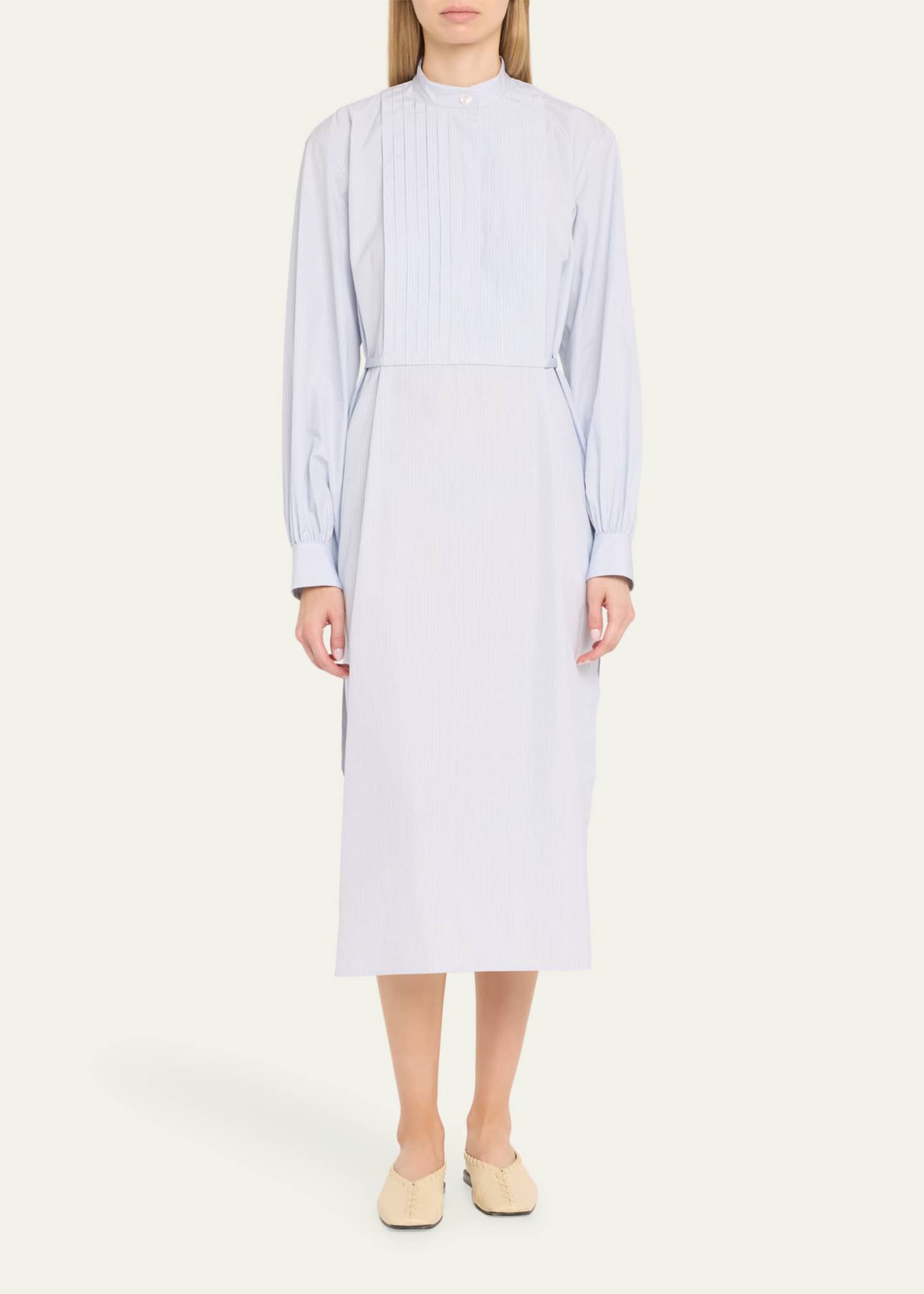 Jil Sander Multi Stripe Cotton Midi Shirtdress Image 2 of 5