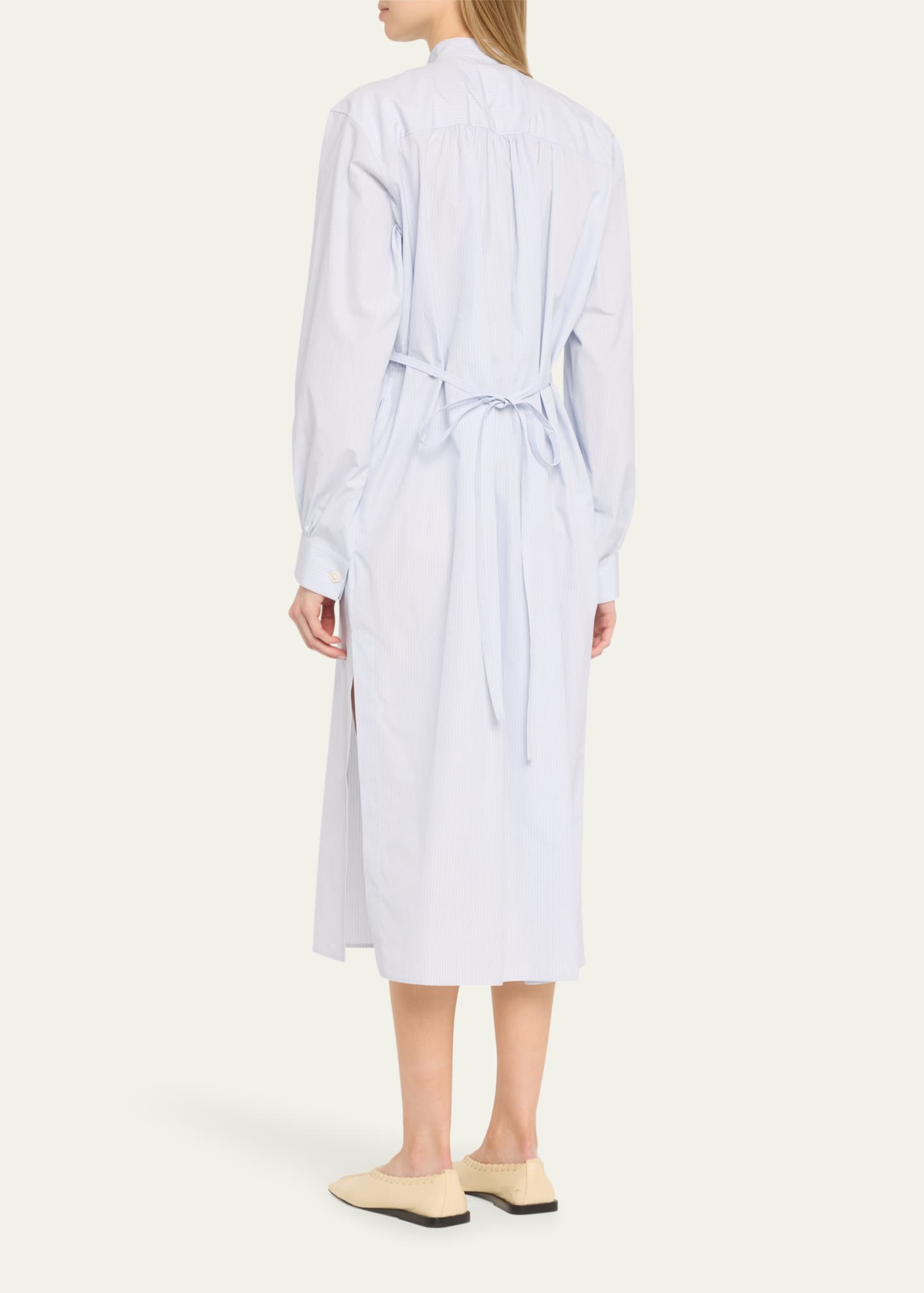 Jil Sander Multi Stripe Cotton Midi Shirtdress Image 3 of 5