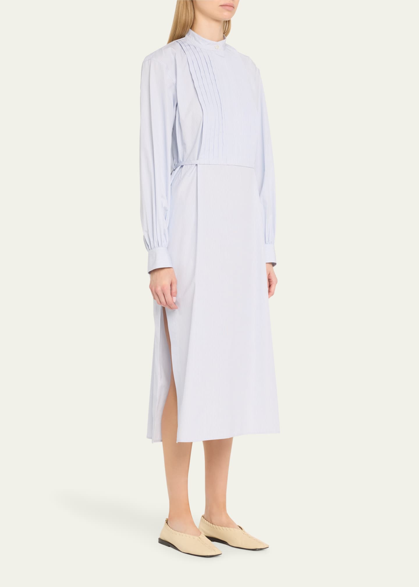 Jil Sander Multi Stripe Cotton Midi Shirtdress Image 4 of 5
