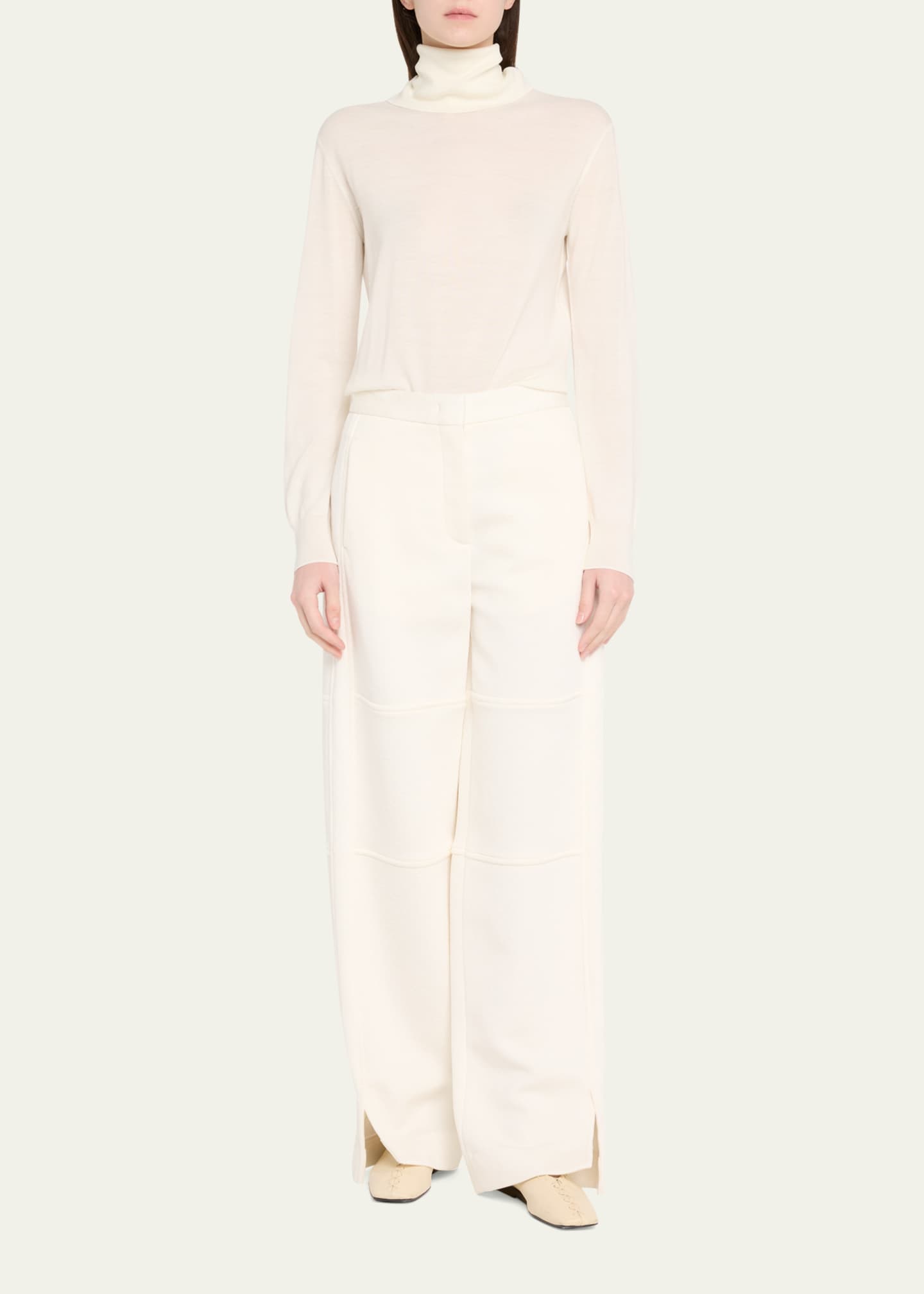 Jil Sander Turtleneck Superfine Merino Wool Lightweight Sweater Image 2 of 5
