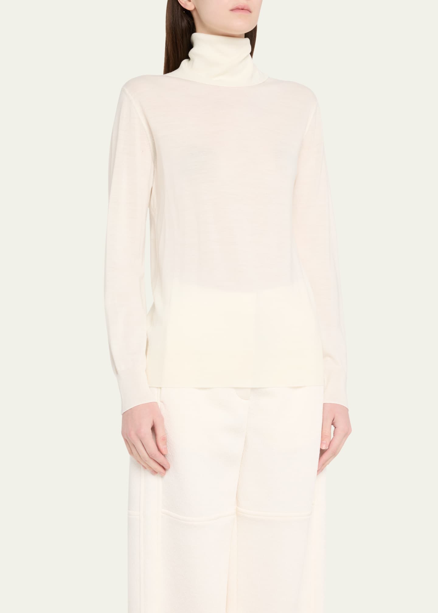 Jil Sander Turtleneck Superfine Merino Wool Lightweight Sweater Image 4 of 5