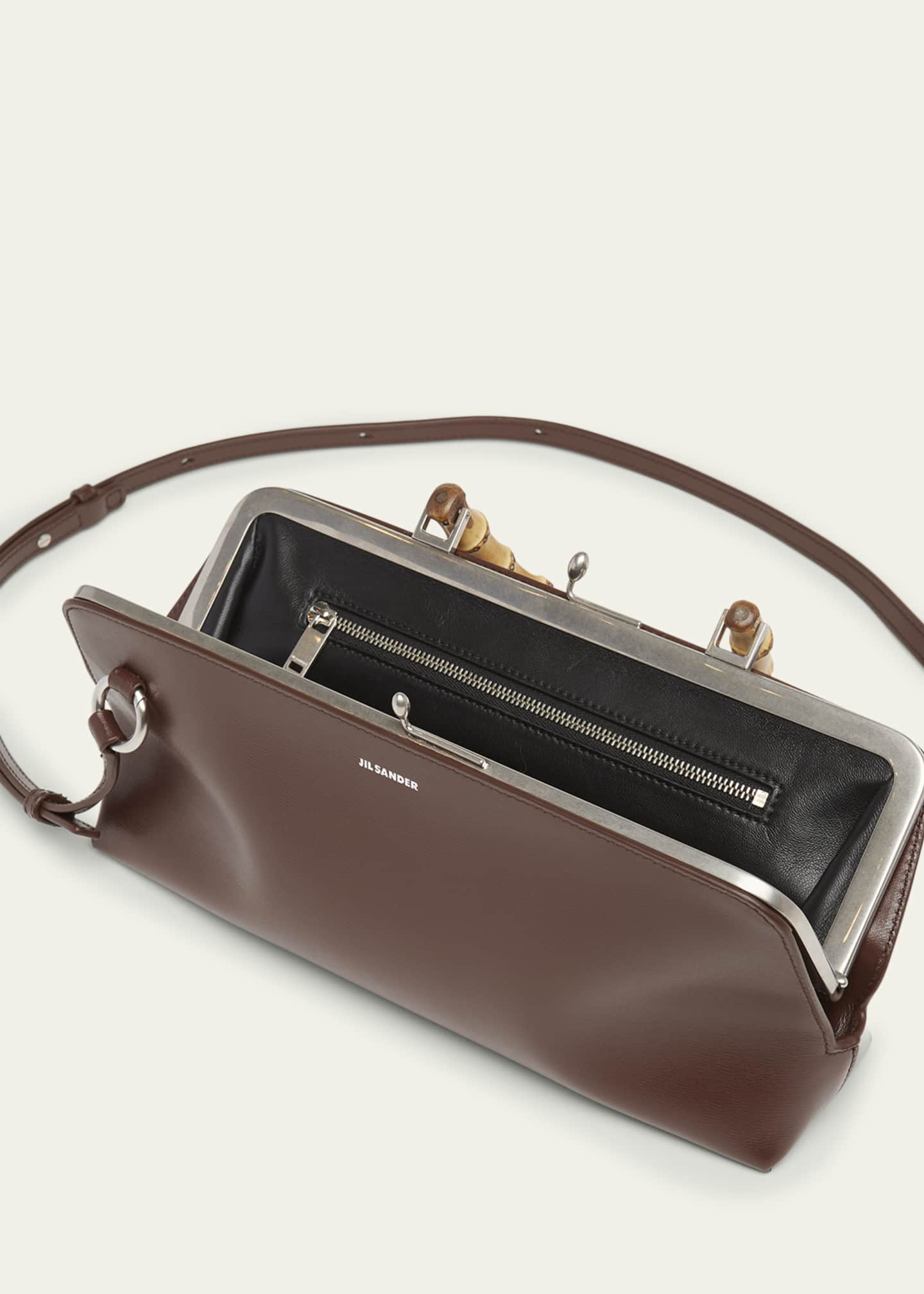 Jil Sander Goji Small Bamboo Leather Top-Handle Bag
