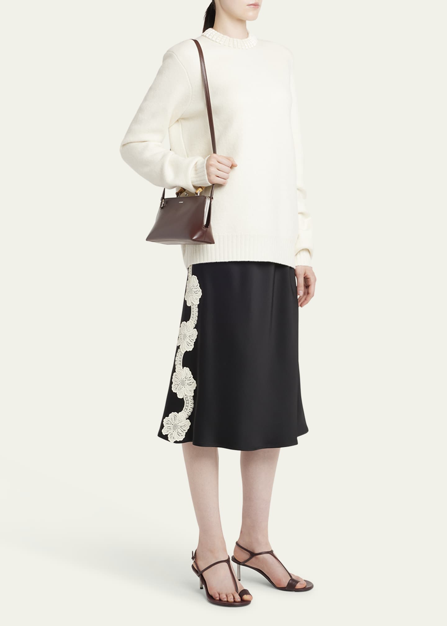 Jil Sander Goji Small Bamboo Leather Top-Handle Bag
