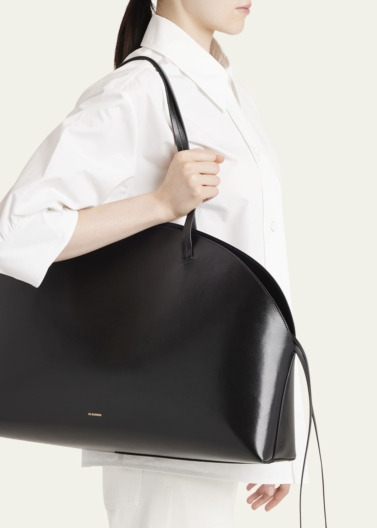 Jil Sander Curve Large Leather Shoulder Bag Image 2 of 4