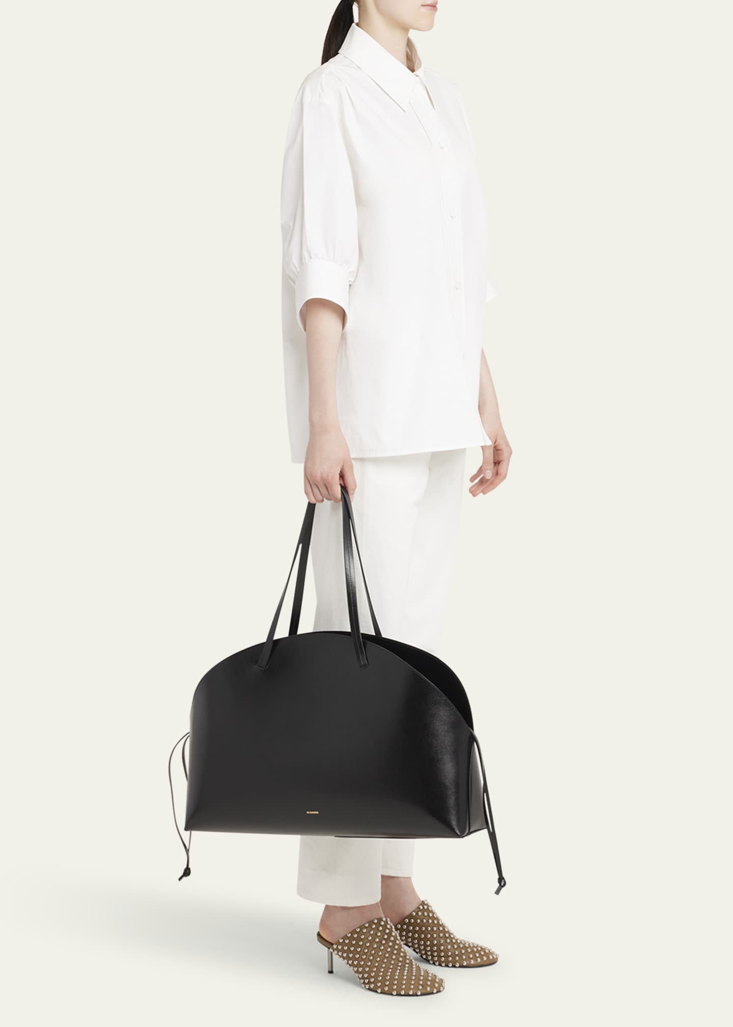 Jil Sander Curve Large Leather Shoulder Bag Image 4 of 4