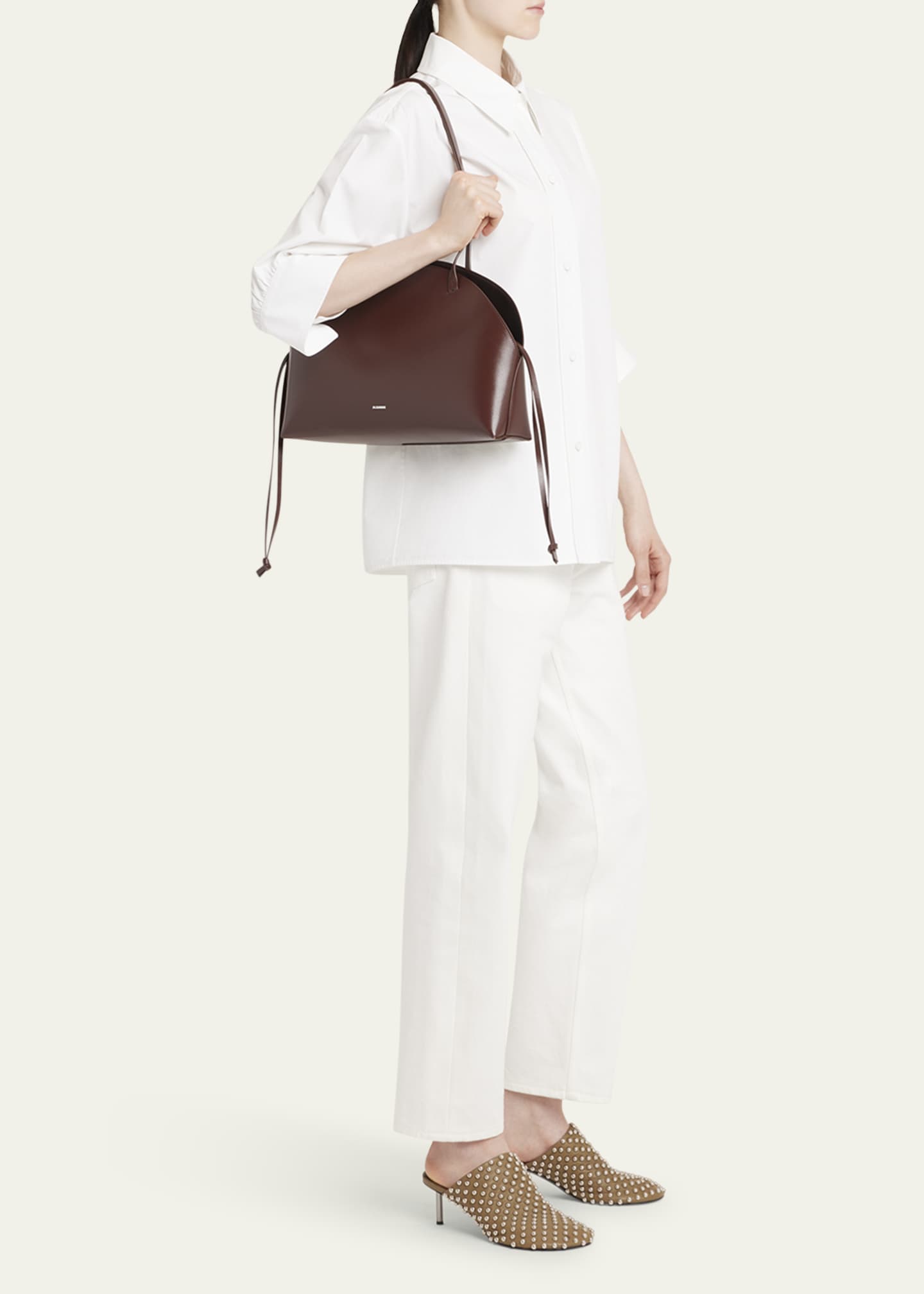 Jil Sander Curve Medium Leather Shoulder Bag Image 5 of 5