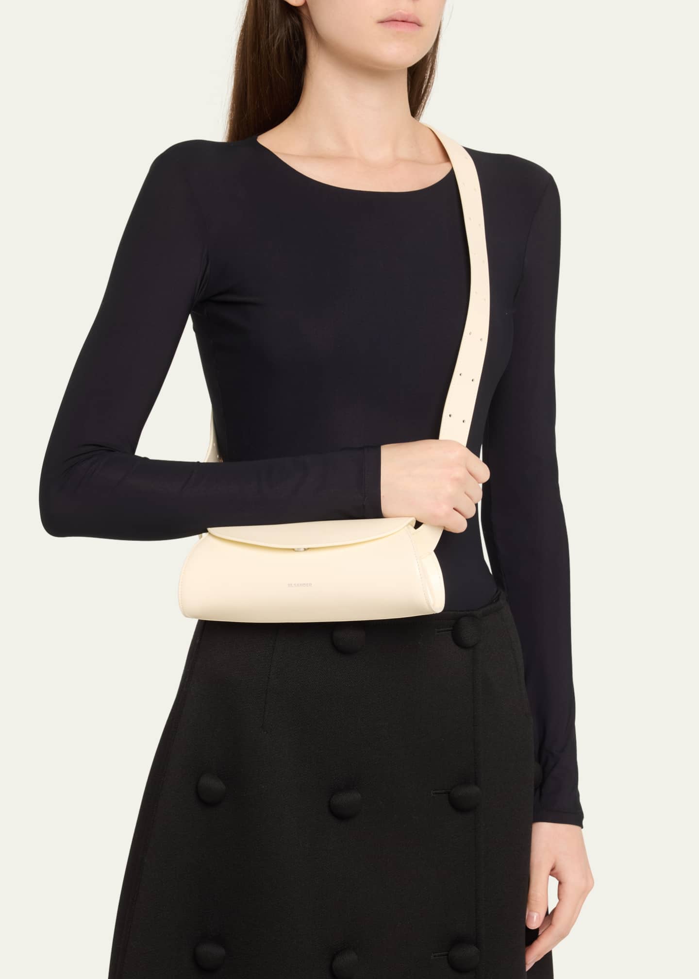 Jil Sander Cannolo Mini Flap Leather Shoulder Bag Image 2 of 6