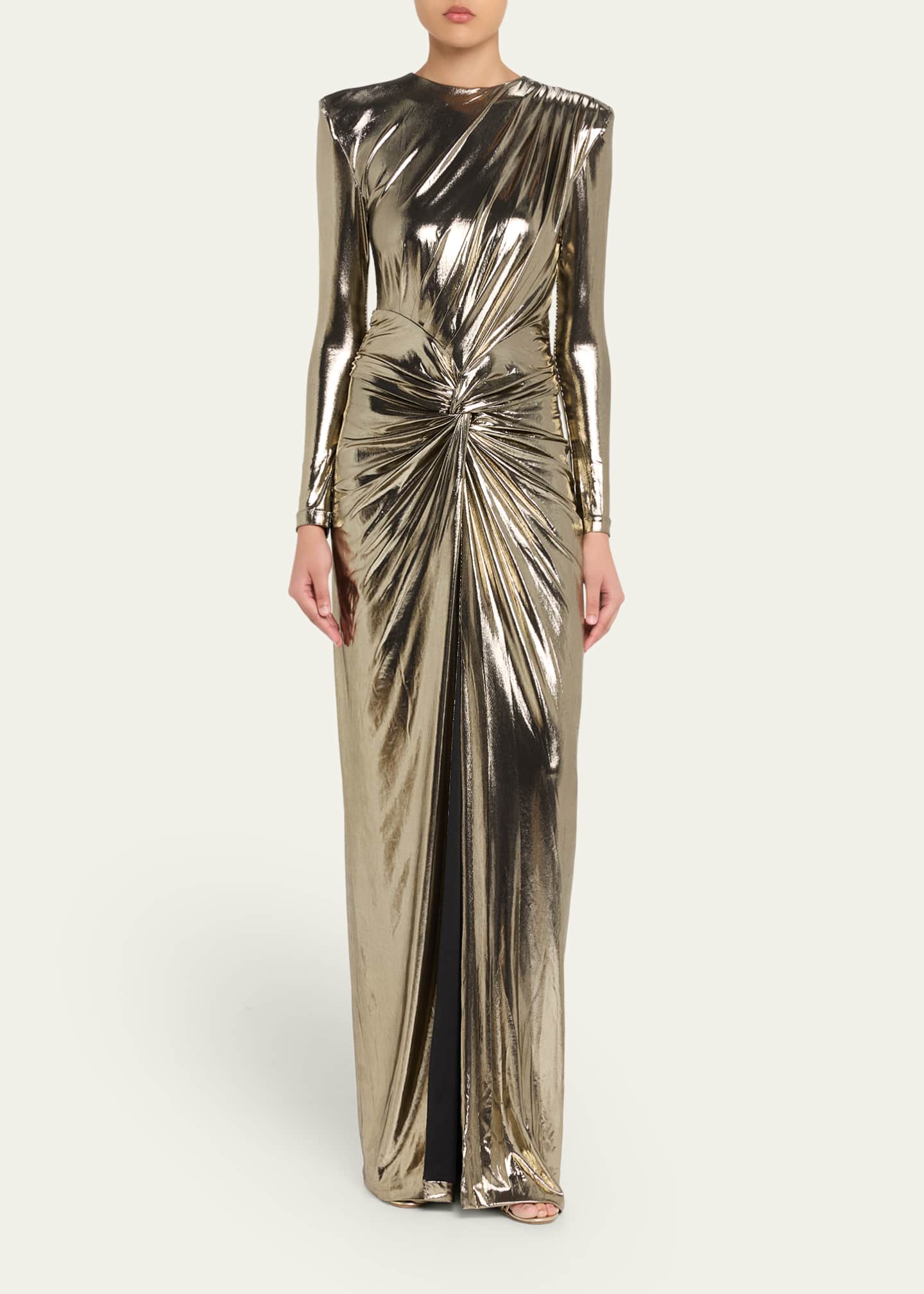 Retrofete Fenella Metallic Long-Sleeve Twist Dress, Women's, S, Cocktail & Party Wedding Guest Dresses Long-Sleeve Dresses