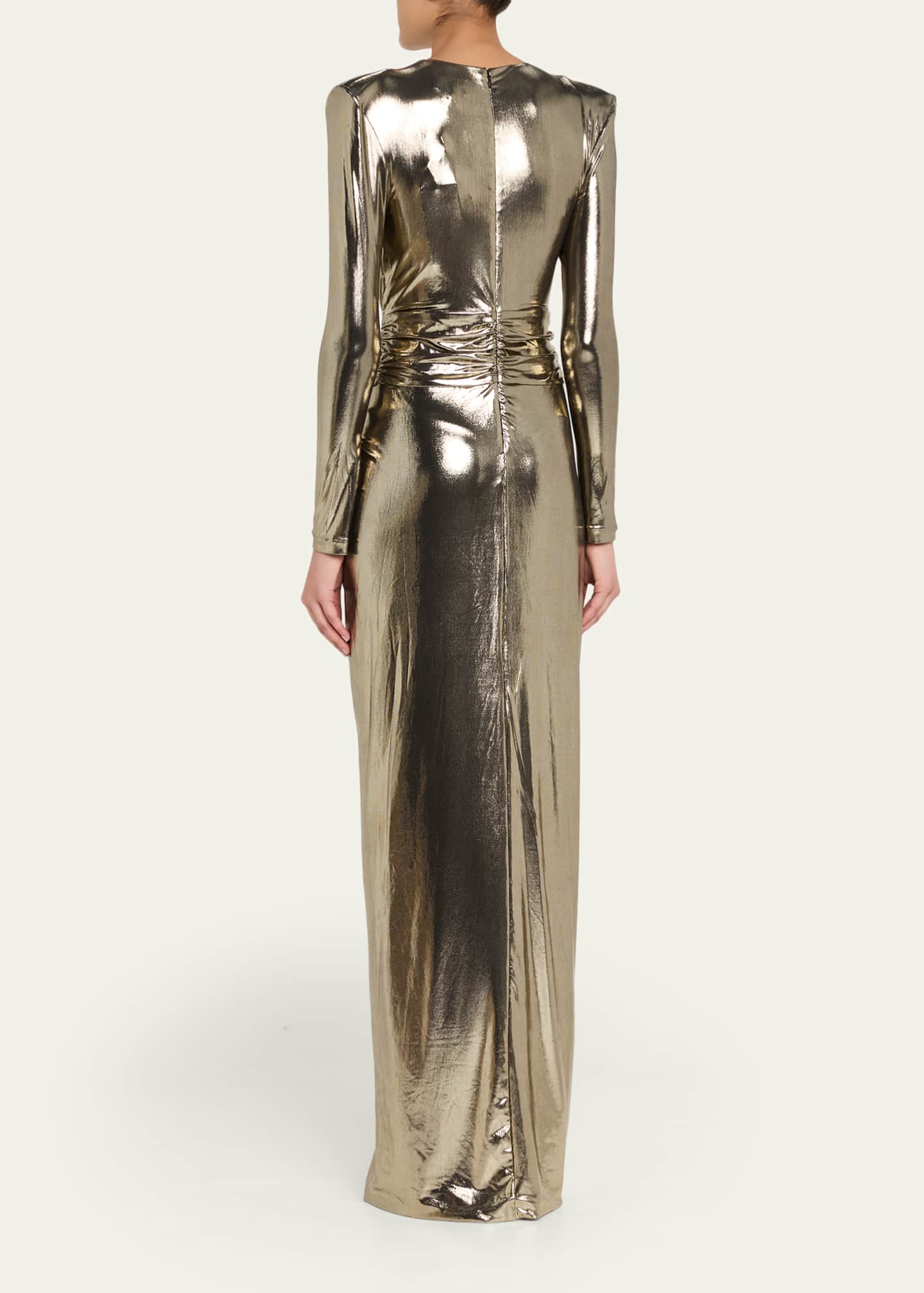 Retrofete Fenella Metallic Long-Sleeve Twist Dress, Women's, S, Cocktail & Party Wedding Guest Dresses Long-Sleeve Dresses