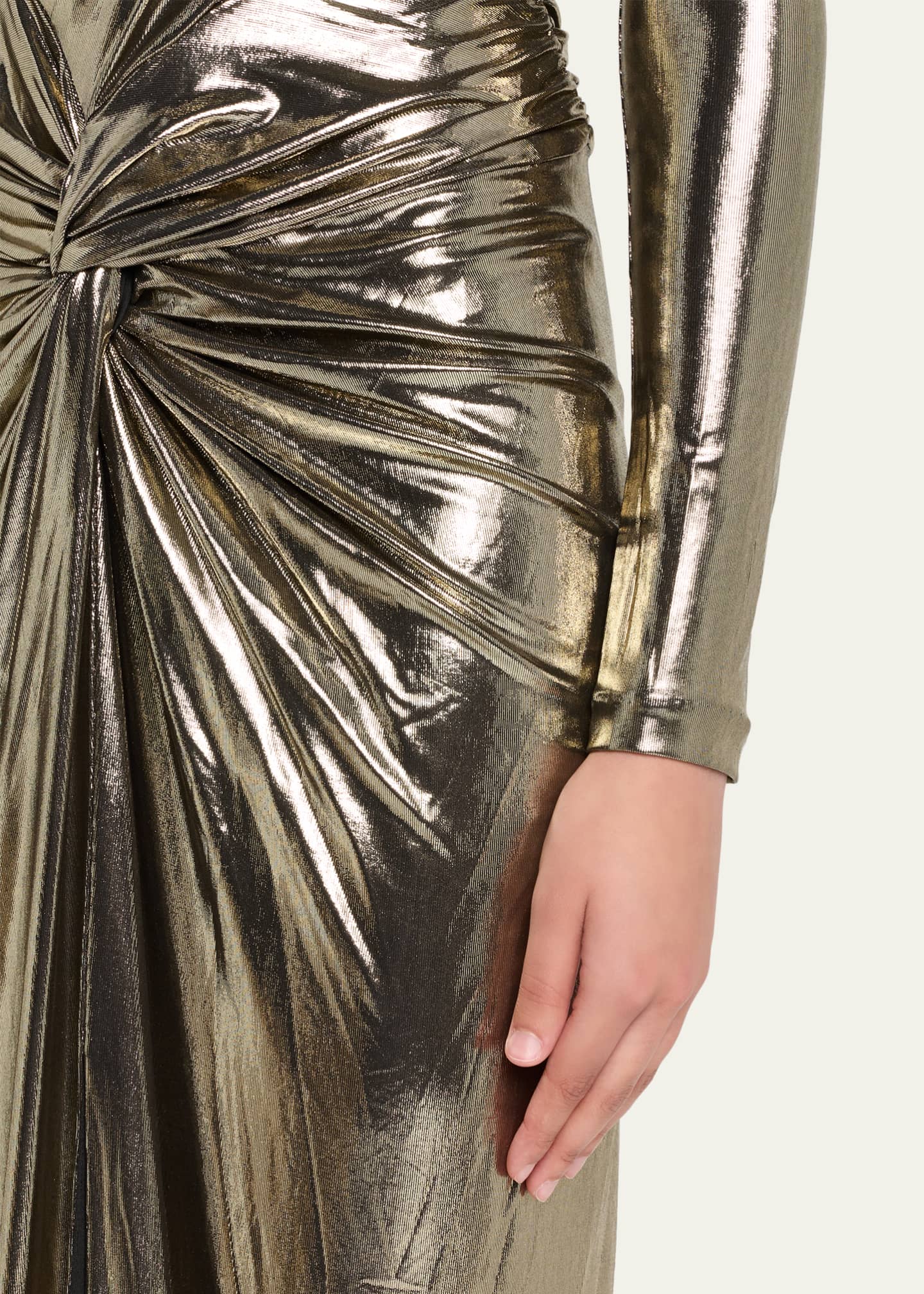 Retrofete Fenella Metallic Long-Sleeve Twist Dress, Women's, S, Cocktail & Party Wedding Guest Dresses Long-Sleeve Dresses
