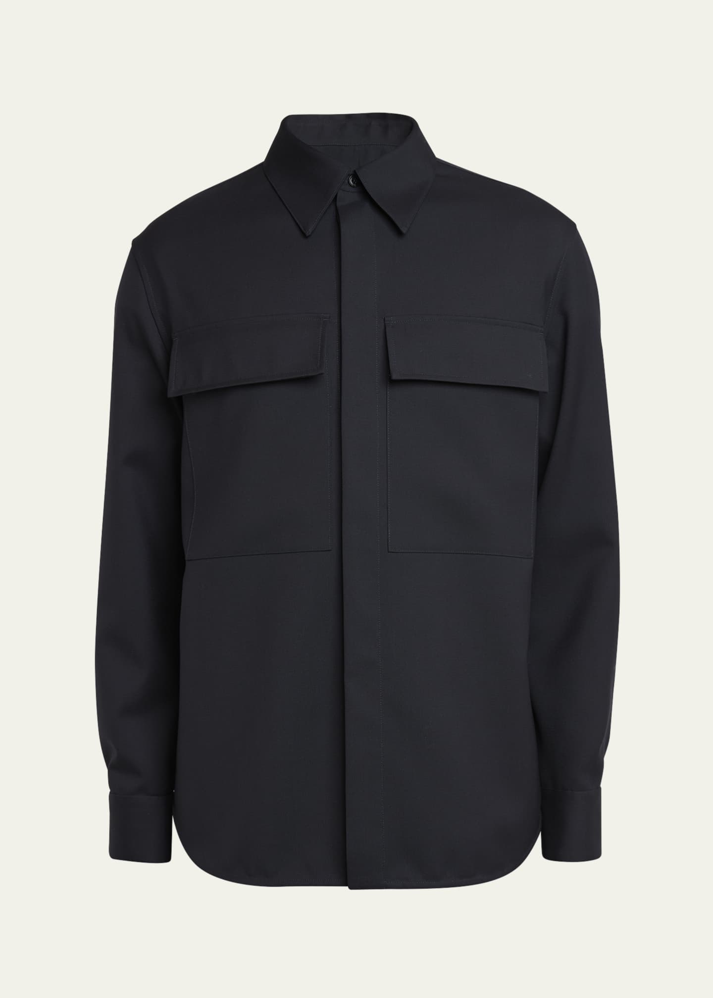 Jil Sander Men's Wool Two-Pocket Work Shirt Image 1 of 5