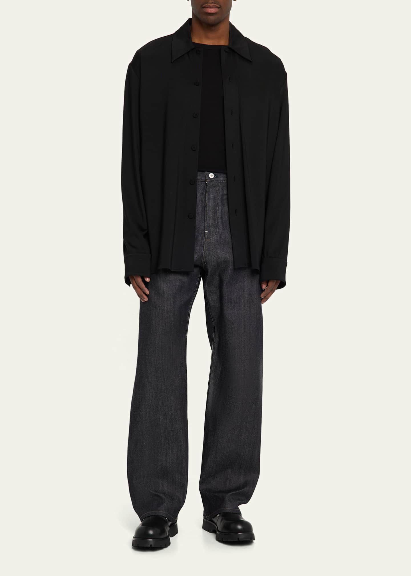 Jil Sander Men's Raw Denim Relaxed-Fit Jeans Image 2 of 5