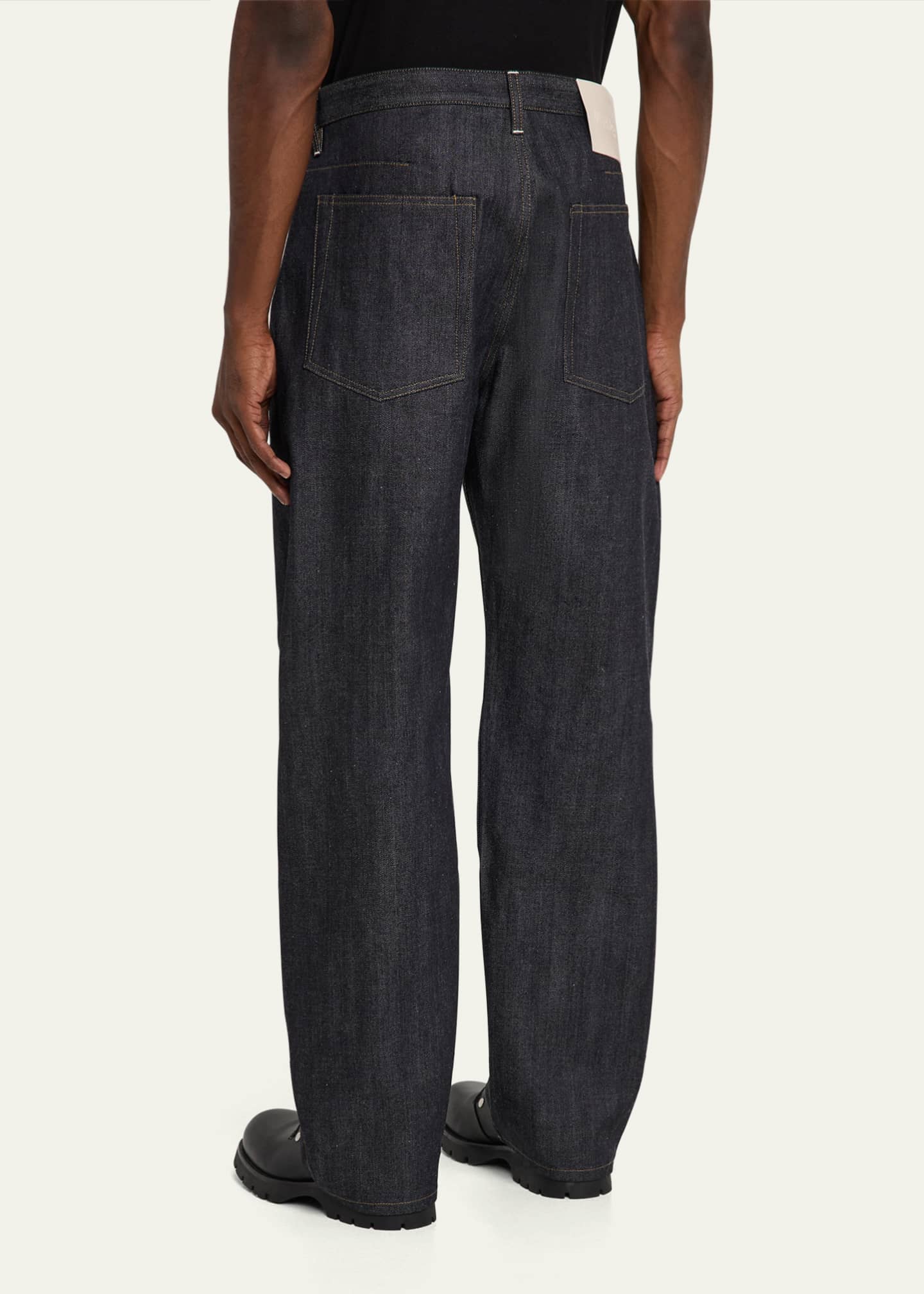 Jil Sander Men's Raw Denim Relaxed-Fit Jeans Image 3 of 5
