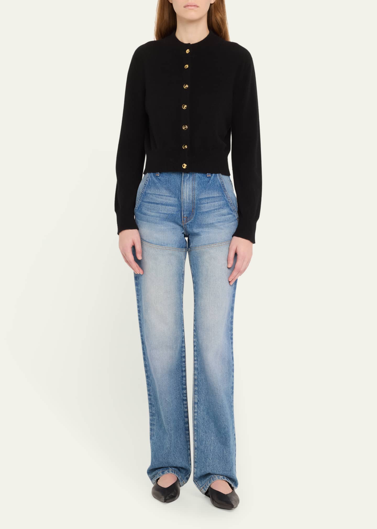 Brandon Maxwell The Wyatt Two Toned Straight Leg Jeans Image 2 of 5