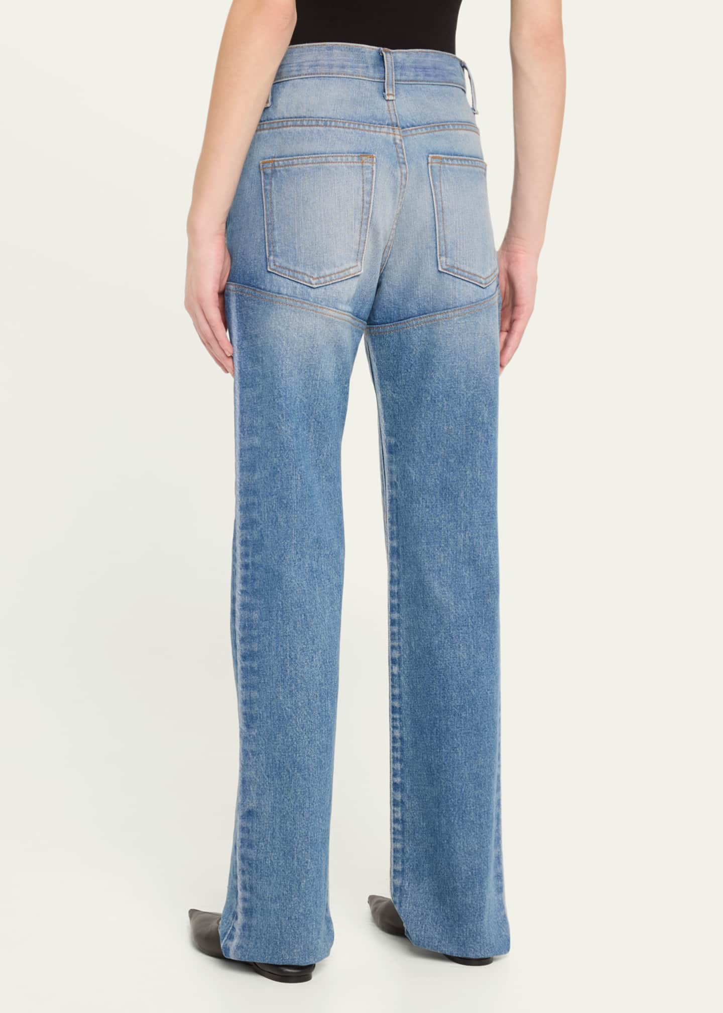 Brandon Maxwell The Wyatt Two Toned Straight Leg Jeans Image 3 of 5