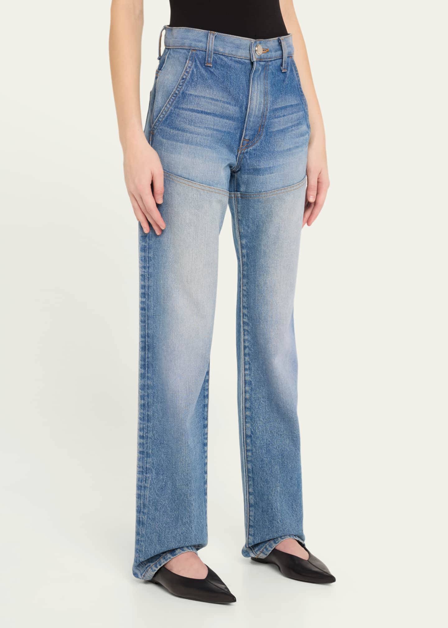 Brandon Maxwell The Wyatt Two Toned Straight Leg Jeans Image 4 of 5