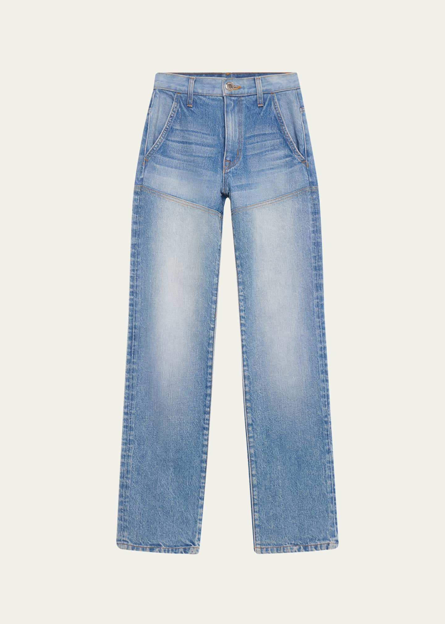 Brandon Maxwell The Wyatt Two Toned Straight Leg Jeans Image 1 of 5