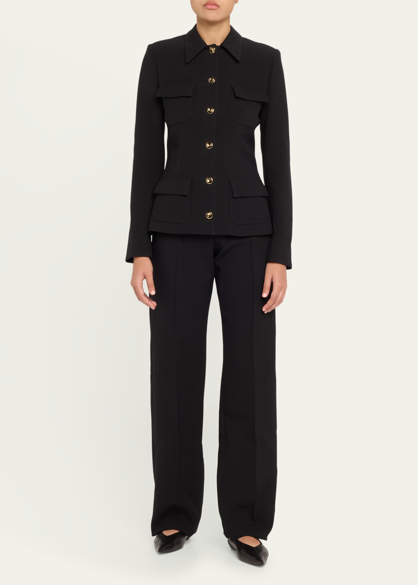 Brandon Maxwell The Gage Fitted Button Up Wool Jacket Image 2 of 5