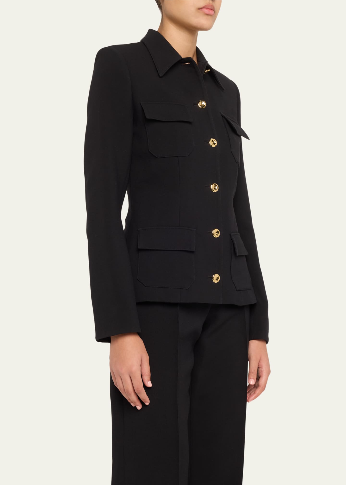 Brandon Maxwell The Gage Fitted Button Up Wool Jacket Image 4 of 5
